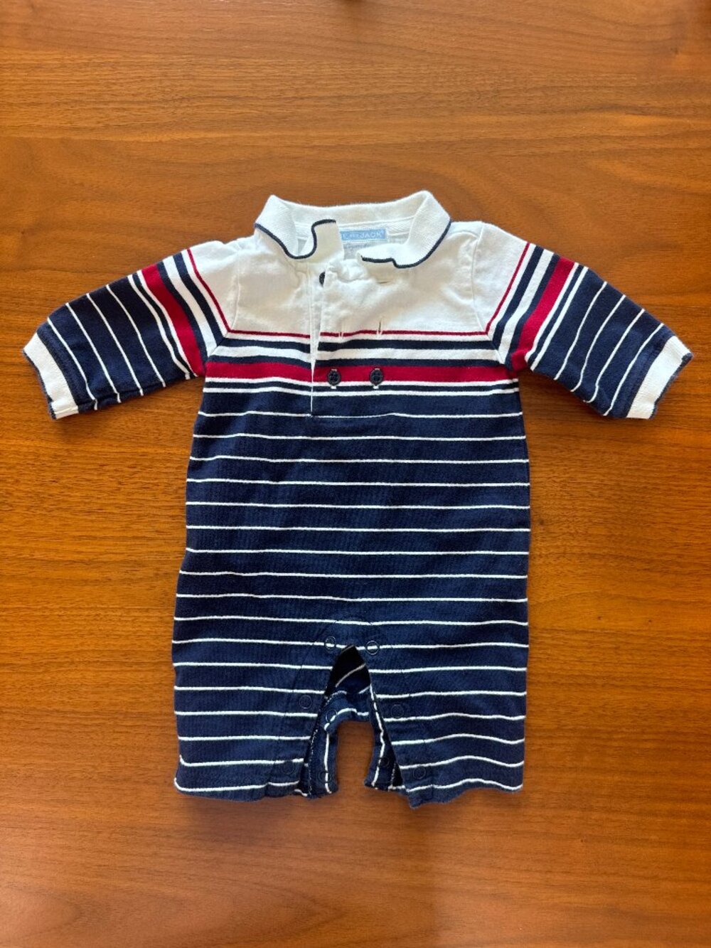 Janie and Jack Striped Collared Romper Preemie